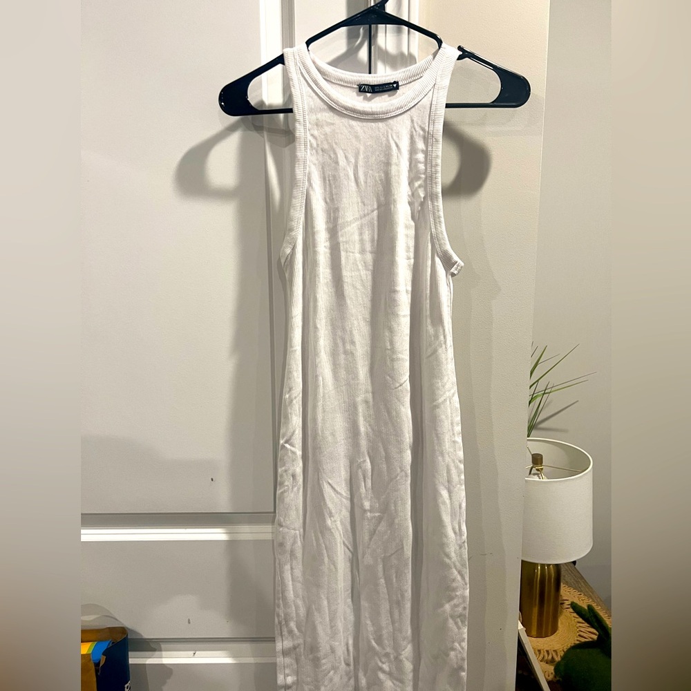 White Ribbed Midi Dress